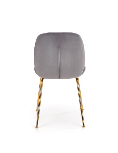 K381 Krzesło Popielate VELVET / Złote Chromowane Nogi - Prestiż i Wygoda