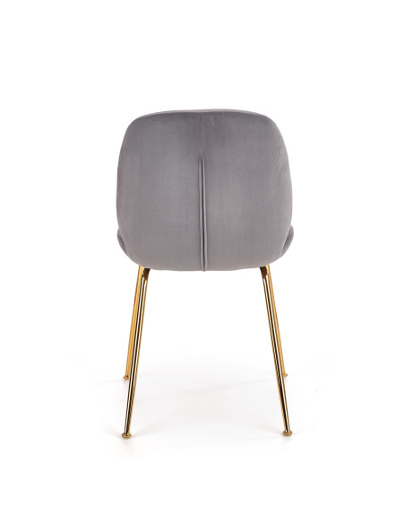K381 Krzesło Popielate VELVET / Złote Chromowane Nogi - Prestiż i Wygoda