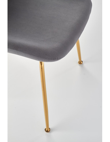 K381 Krzesło Popielate VELVET / Złote Chromowane Nogi - Prestiż i Wygoda