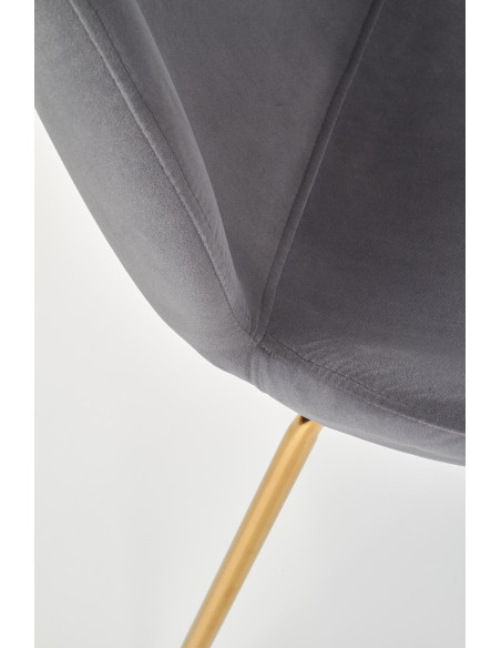 K381 Krzesło Popielate VELVET / Złote Chromowane Nogi - Prestiż i Wygoda