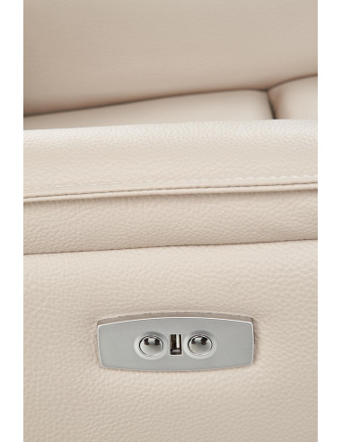 PARADISE Fotel Wypoczynkowy Elektrycznie Rozkładany Eco Skóra Krem - Luksus