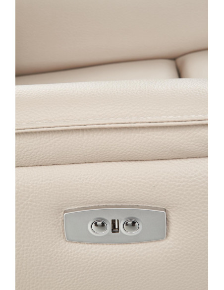 PARADISE Fotel Wypoczynkowy Elektrycznie Rozkładany Eco Skóra Krem - Luksus