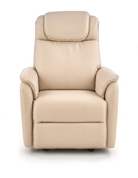 PARADISE Fotel Wypoczynkowy Elektrycznie Rozkładany Eco Skóra Krem - Luksus