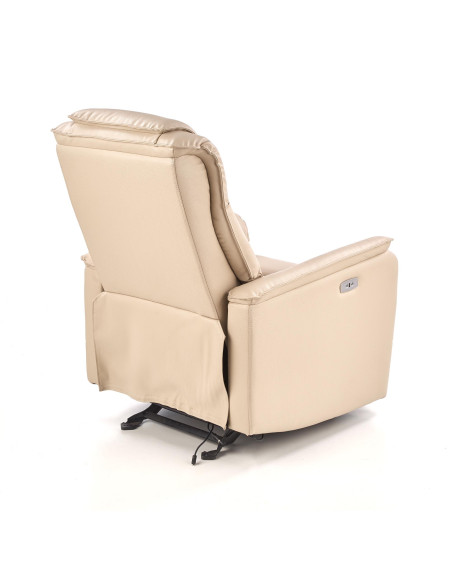 PARADISE Fotel Wypoczynkowy Elektrycznie Rozkładany Eco Skóra Krem - Luksus