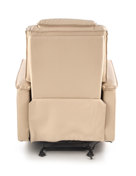 PARADISE Fotel Wypoczynkowy Elektrycznie Rozkładany Eco Skóra Krem - Luksus