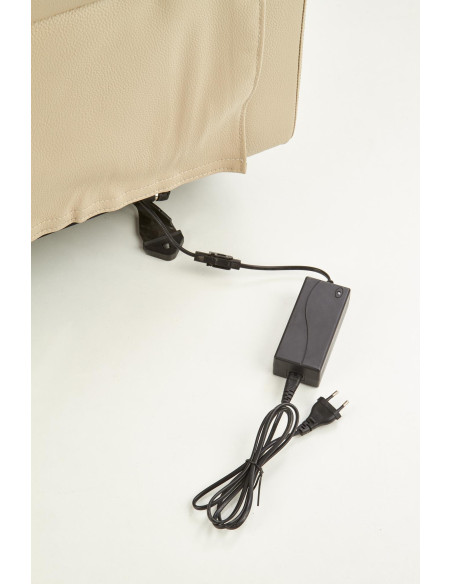 PARADISE Fotel Wypoczynkowy Elektrycznie Rozkładany Eco Skóra Krem - Luksus