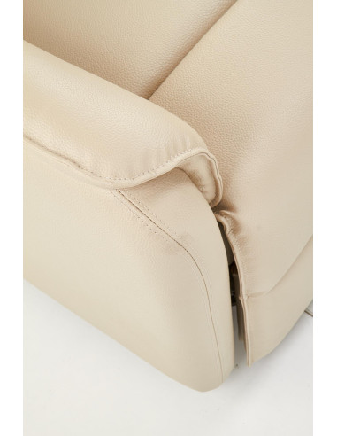 PARADISE Fotel Wypoczynkowy Elektrycznie Rozkładany Eco Skóra Krem - Luksus