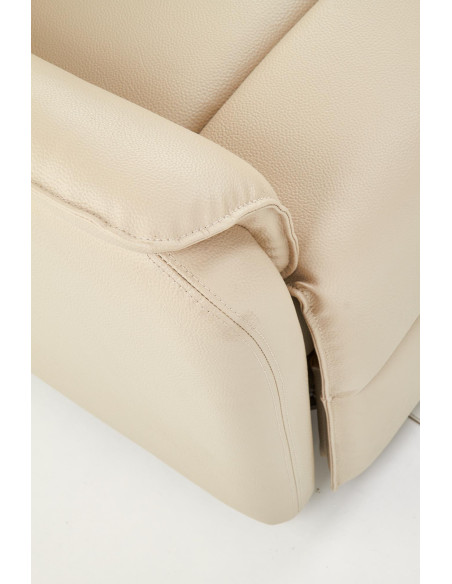 PARADISE Fotel Wypoczynkowy Elektrycznie Rozkładany Eco Skóra Krem - Luksus