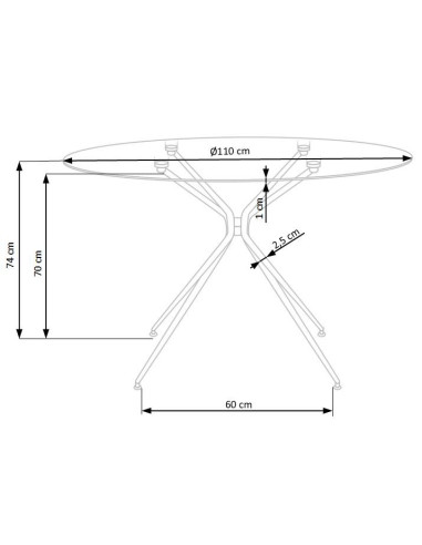 RONDO Okrągły Stół Szklany fi110/74 cm Złota Chromowana Podstawa - Glamour