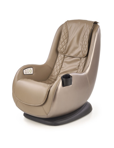 DOPIO Fotel z Masażem Beżowy, Port USB, Uchwyt na Kubek - Głęboki Relaks