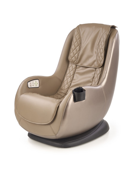 DOPIO Fotel z Masażem Beżowy, Port USB, Uchwyt na Kubek - Głęboki Relaks