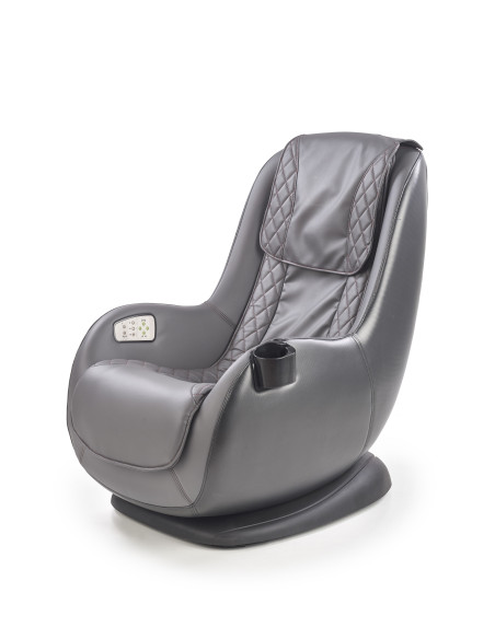 DOPIO Fotel z Masażem Popielaty, USB, Uchwyt na Kubek - Głęboki Relaks