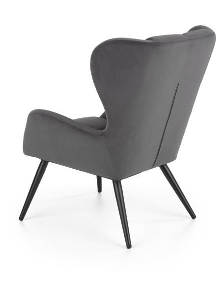 TYRION Fotel Wypoczynkowy Uszak Popiel Velvet, Nogi Czarne - Komfort i Styl
