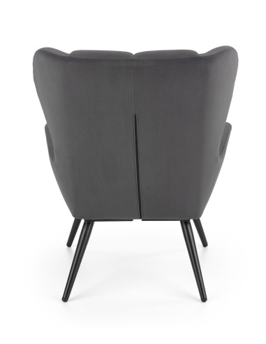 TYRION Fotel Wypoczynkowy Uszak Popiel Velvet, Nogi Czarne - Komfort i Styl