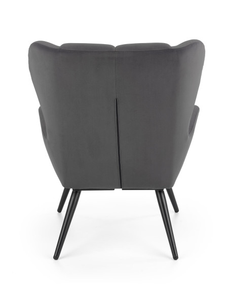 TYRION Fotel Wypoczynkowy Uszak Popiel Velvet, Nogi Czarne - Komfort i Styl