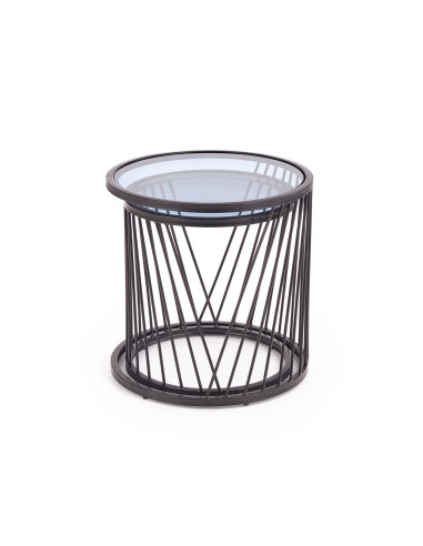 Zestaw 2 okrągłych ław szklanych WALKER szkło dymione