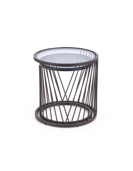 Zestaw 2 okrągłych ław szklanych WALKER szkło dymione