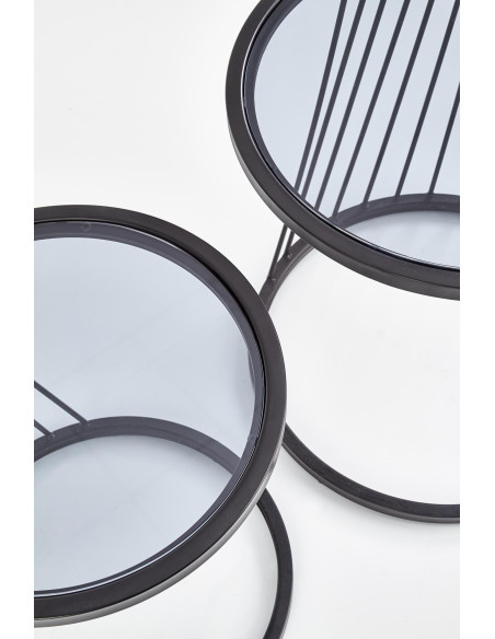 Zestaw 2 okrągłych ław szklanych WALKER szkło dymione