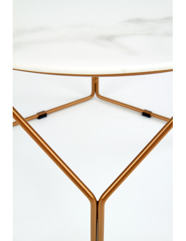 Ława z okrągłym blatem OLIVEIRA szkło / stal - złota / marmur