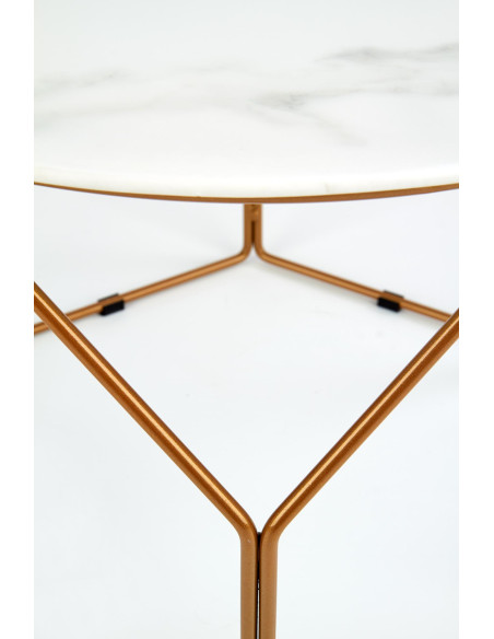 Ława z okrągłym blatem OLIVEIRA szkło / stal - złota / marmur