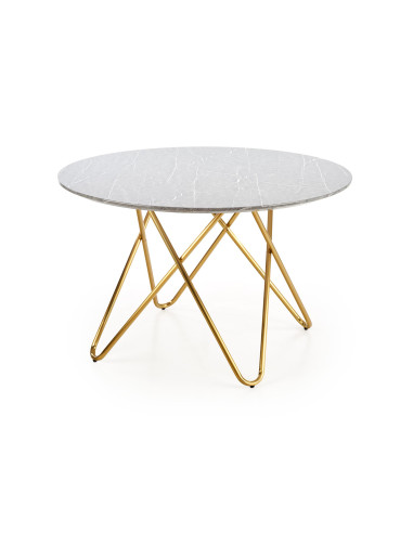 BONELLO Stół Fi120cm Popielaty Marmur/Luksusowa Chromowana Podstawa Glamour