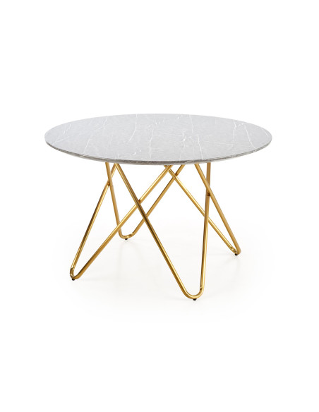BONELLO Stół Fi120cm Popielaty Marmur/Luksusowa Chromowana Podstawa Glamour