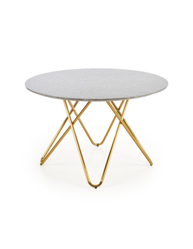 BONELLO Stół Fi120cm Popielaty Marmur/Luksusowa Chromowana Podstawa Glamour
