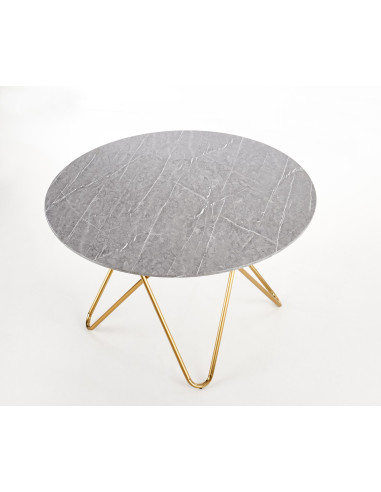 BONELLO Stół Fi120cm Popielaty Marmur/Luksusowa Chromowana Podstawa Glamour
