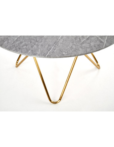 BONELLO Stół Fi120cm Popielaty Marmur/Luksusowa Chromowana Podstawa Glamour