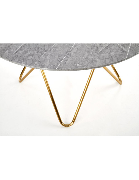 BONELLO Stół Fi120cm Popielaty Marmur/Luksusowa Chromowana Podstawa Glamour