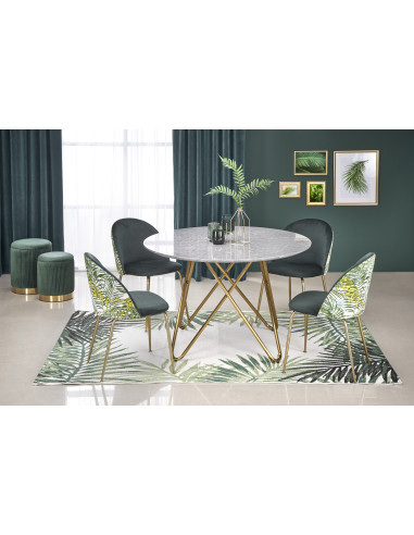 BONELLO Stół Fi120cm Popielaty Marmur/Luksusowa Chromowana Podstawa Glamour