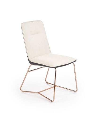 K390 Krzesło Kremowe | Eco Skóra / Złota Profilowana Noga - Lekka Forma