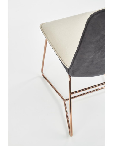 K390 Krzesło Kremowe | Eco Skóra / Złota Profilowana Noga - Lekka Forma