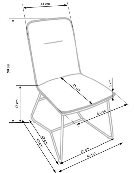 K390 Krzesło Kremowe | Eco Skóra / Złota Profilowana Noga - Lekka Forma