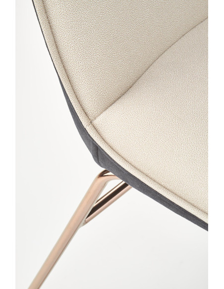 K390 Krzesło Kremowe | Eco Skóra / Złota Profilowana Noga - Lekka Forma