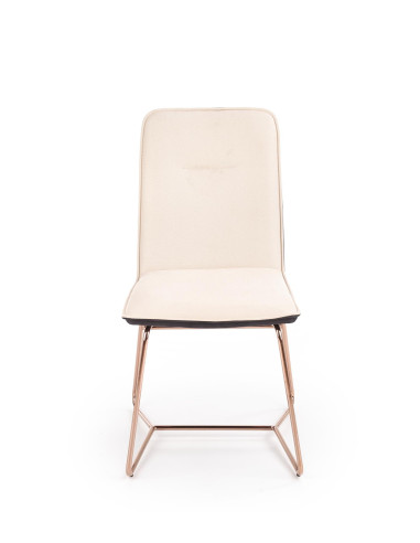 K390 Krzesło Kremowe | Eco Skóra / Złota Profilowana Noga - Lekka Forma