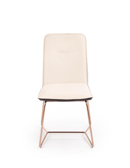 K390 Krzesło Kremowe | Eco Skóra / Złota Profilowana Noga - Lekka Forma