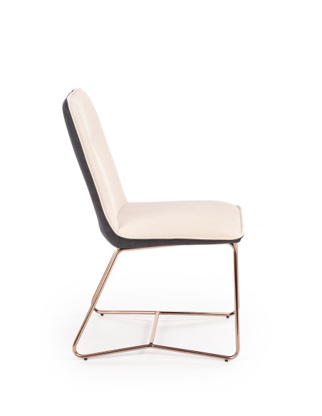 K390 Krzesło Kremowe | Eco Skóra / Złota Profilowana Noga - Lekka Forma