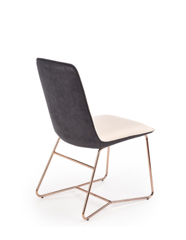 K390 Krzesło Kremowe | Eco Skóra / Złota Profilowana Noga - Lekka Forma