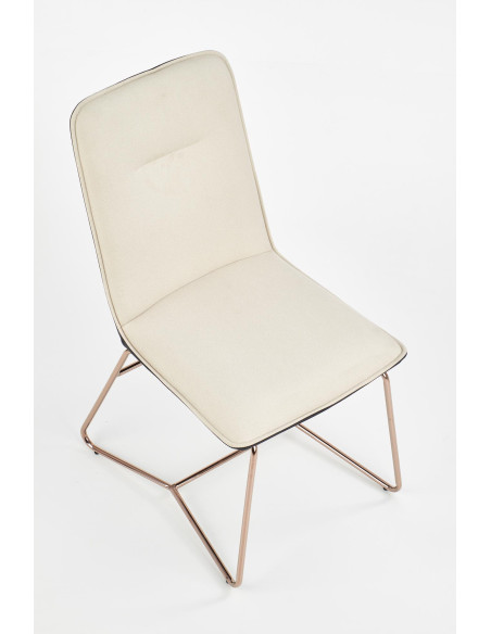 K390 Krzesło Kremowe | Eco Skóra / Złota Profilowana Noga - Lekka Forma