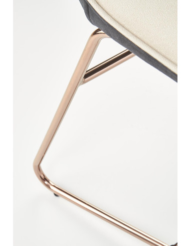 K390 Krzesło Kremowe | Eco Skóra / Złota Profilowana Noga - Lekka Forma