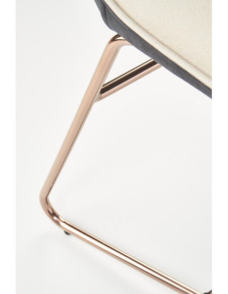 K390 Krzesło Kremowe | Eco Skóra / Złota Profilowana Noga - Lekka Forma