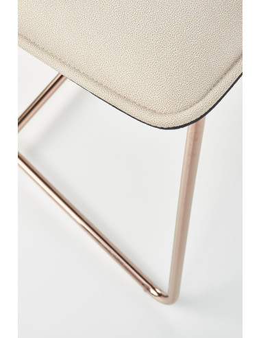 K390 Krzesło Kremowe | Eco Skóra / Złota Profilowana Noga - Lekka Forma