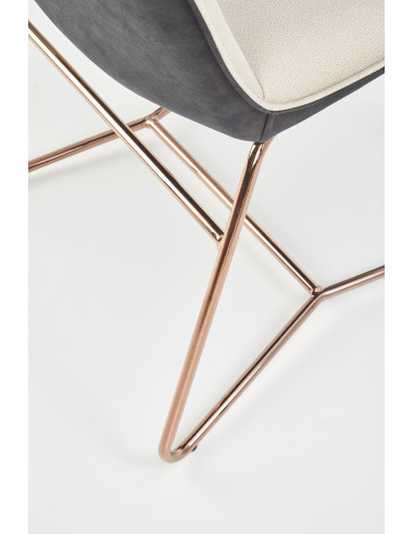 K390 Krzesło Kremowe | Eco Skóra / Złota Profilowana Noga - Lekka Forma