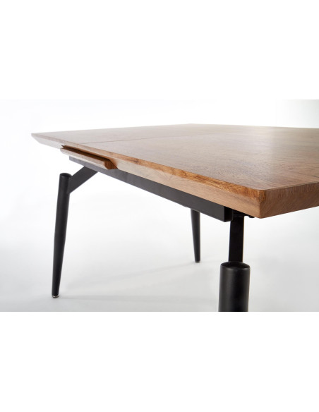 CAMBELL Stół Rozkładany 140-180cm Dąb Naturalny / Czarna Nowoczesna Podstawa