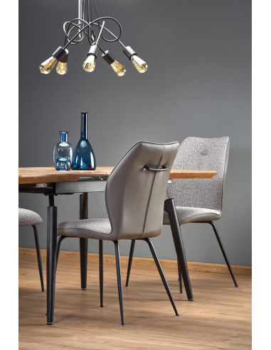 CAMBELL Stół Rozkładany 140-180cm Dąb Naturalny / Czarna Nowoczesna Podstawa