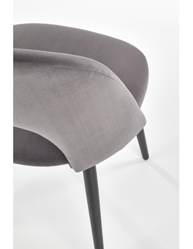K384 Krzesło Popielate VELVET / Czarne Nogi - Nietuzinkowy Kształt Oparcia