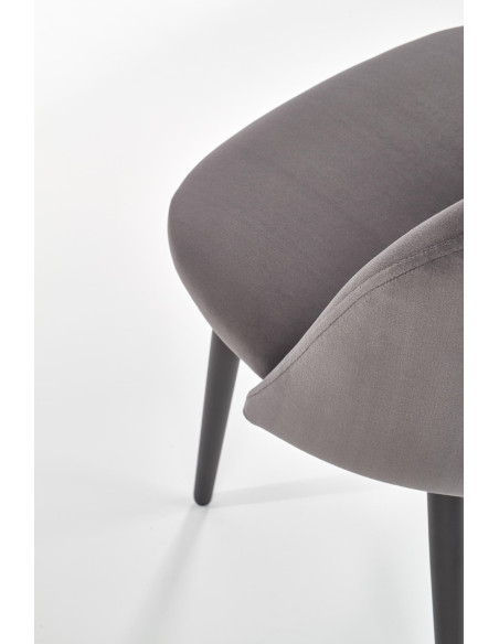 K384 Krzesło Popielate VELVET / Czarne Nogi - Nietuzinkowy Kształt Oparcia