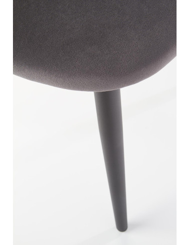 K384 Krzesło Popielate VELVET / Czarne Nogi - Nietuzinkowy Kształt Oparcia