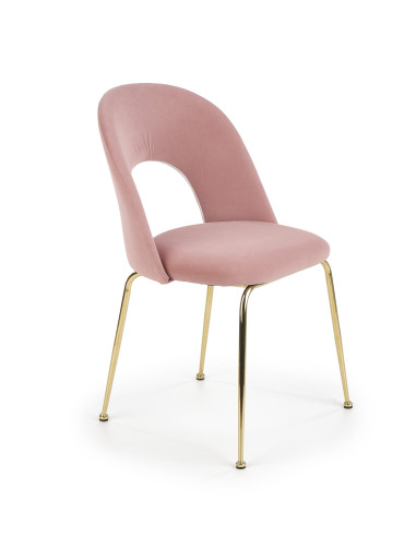 K385 Krzesło Jasnoróżowe VELVET / Złote Nogi Glamour - Słodka Elegancja